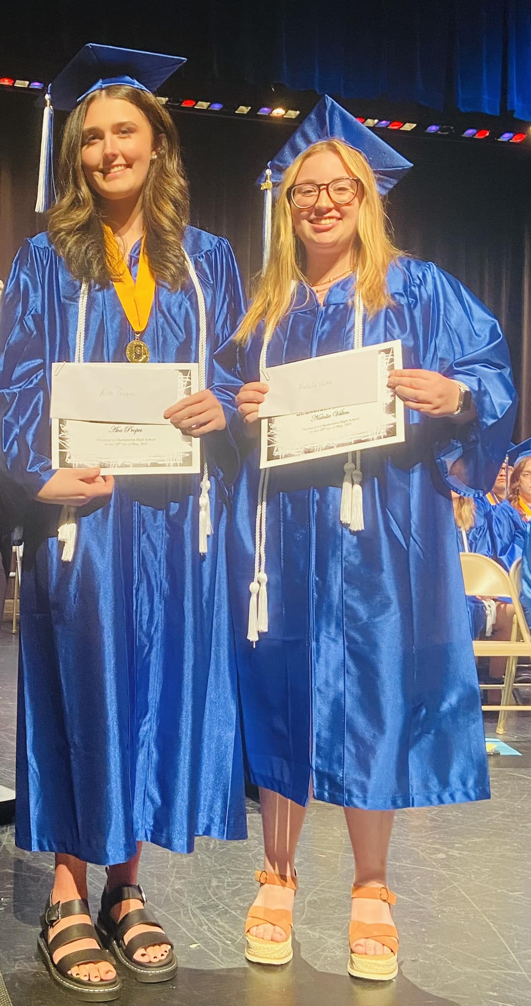 Charlestown student accepting scholarship.